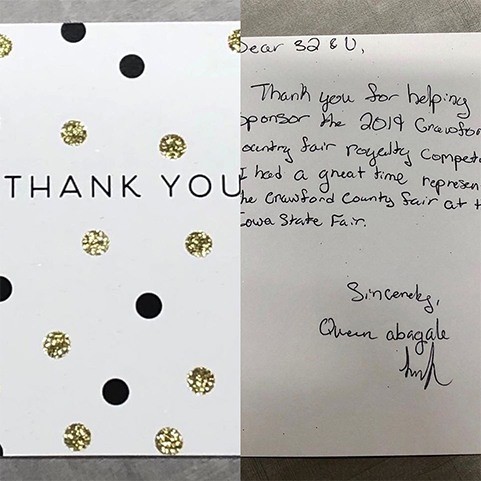 Thank you note for dental team