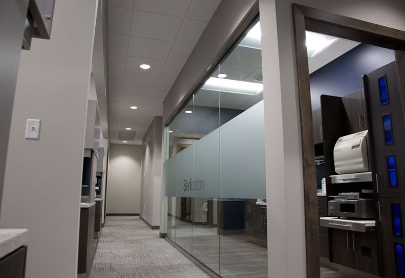 Hallway to dental lab and storage area